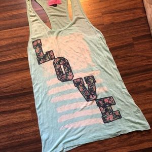 Light blue American flag LOVE tank